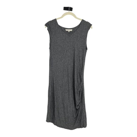 Sandro Heathered Grey Ruched Short Sleeve Jersey Mini  Dress size 8 / L - Picture 2 of 11